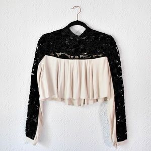 Free People Two Hearts Velvet Embroidered Crop Top